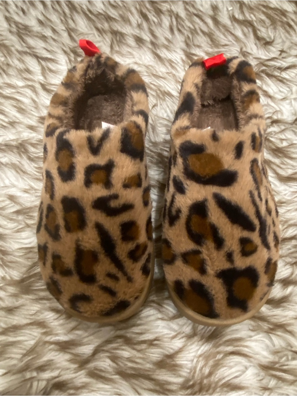 Leopard Faux-Fur Slip-On Moccasin Slippers - Brown